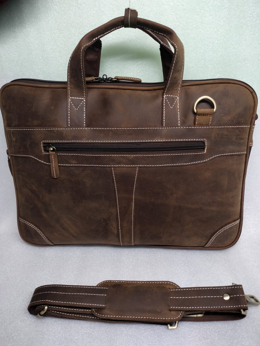 Laptop Bag. Matireal New Buck Leather - /MacBook |Leather Bag for Men with Shoulder Straps |Crossbody Laptop Messenger Bag