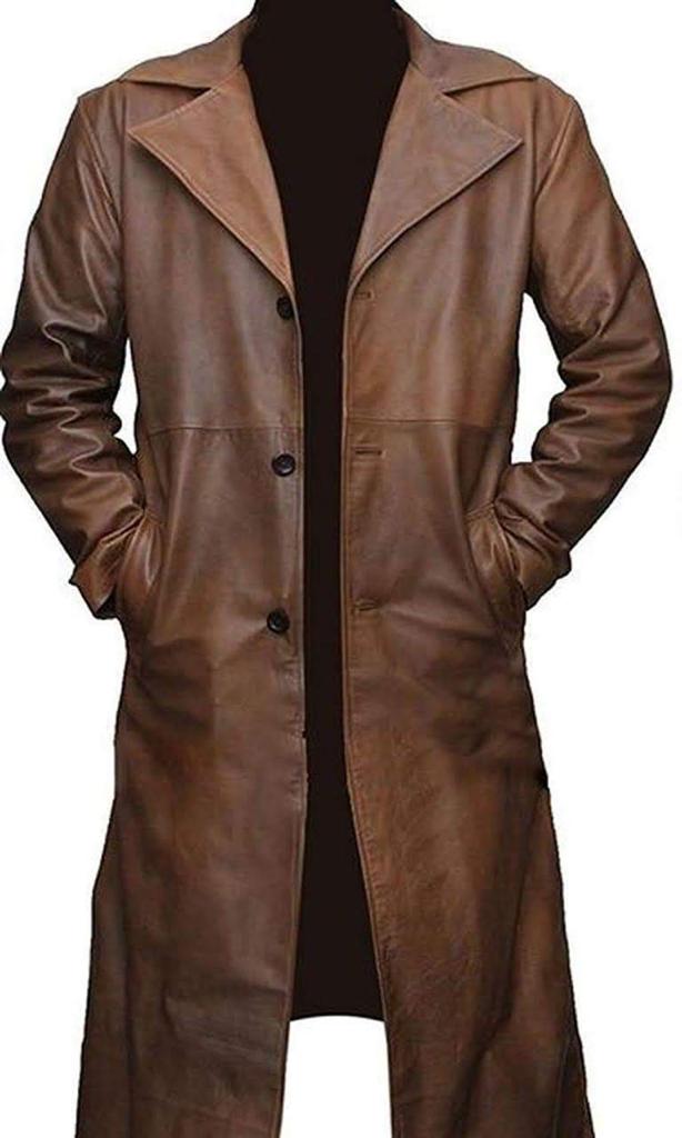 Pure Leather Men's Trench Coat Jacket/ leather jacket for Boy / Windproof Long leather Jacket /Genuine Leather Full Sleeves Long Jacket for Men's